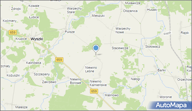 mapa Niewino Popławskie, Niewino Popławskie na mapie Targeo
